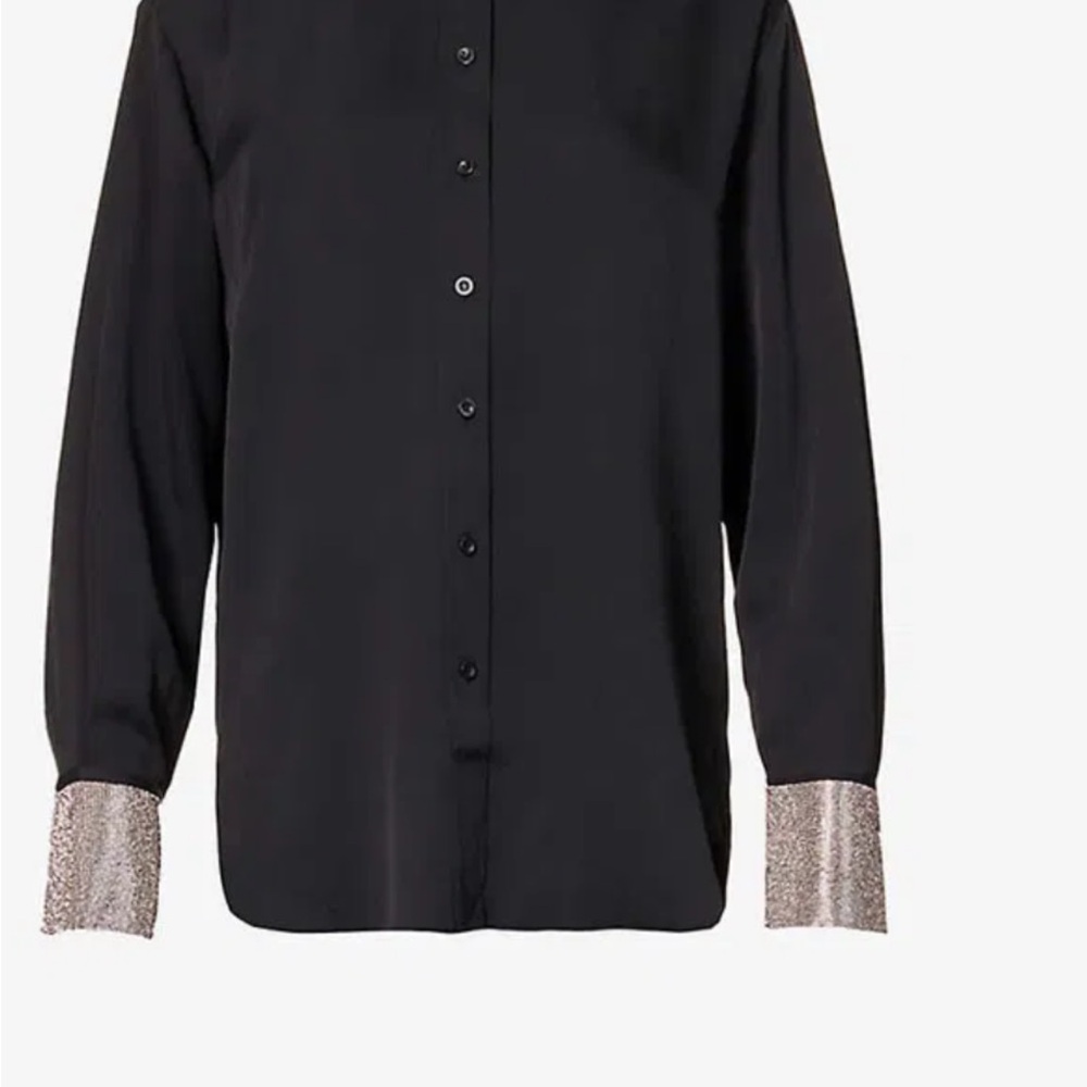 Frame Denim Black Blouse with Silver Accents